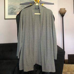 Lands’ End Gray Ribbed Cardigan Pockets 2X NWOT